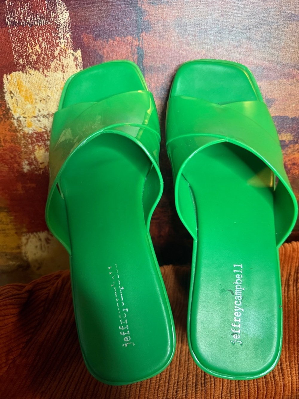 Jeffrey Campbell Bright Green Platform Mule Slides - Picture 3 of 6